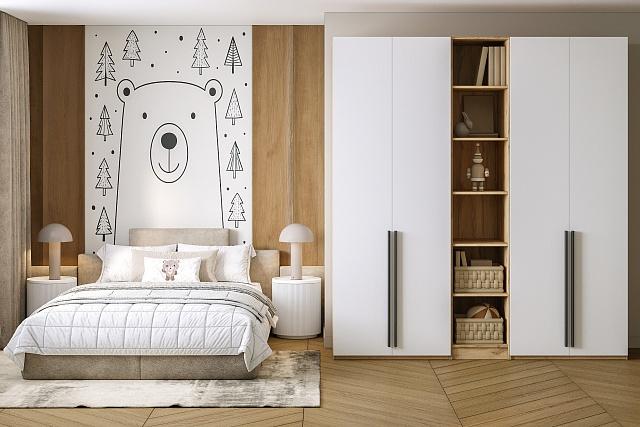 Шкаф распашной Хейсон - 17 Дуб Золотистый / Белый