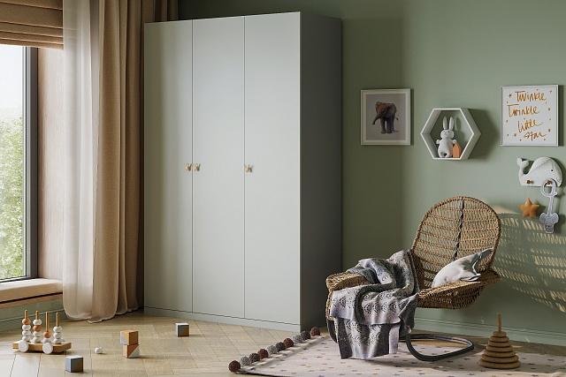 Шкаф распашной Банни - 3 МДФ Светло-Серый