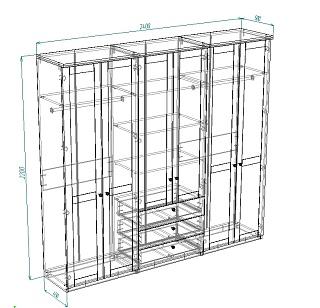 Шкаф распашной София РАХ - 12 МДФ Кашемир