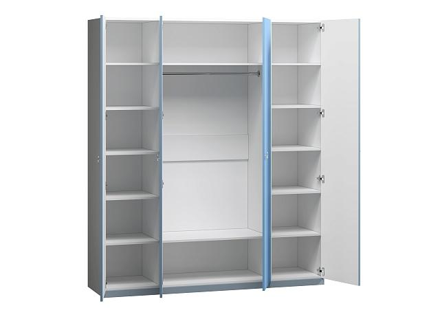 Шкаф распашной Банни - 4 МДФ Пастельно-Синий