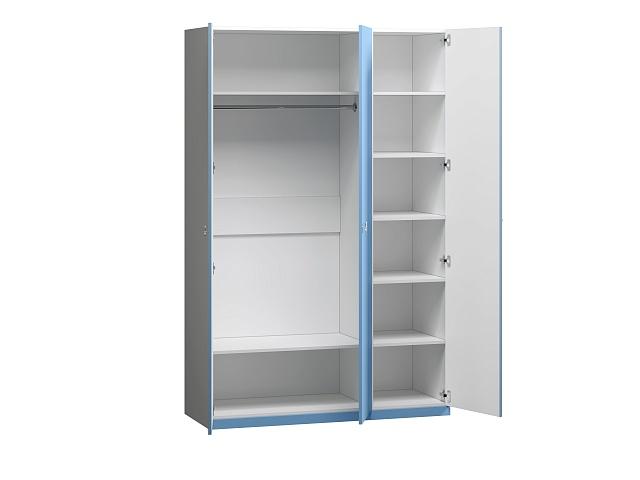 Шкаф распашной Банни - 3 МДФ Пастельно-Синий