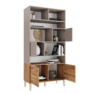 Стеллаж Скарлет - 4 Дуб Золотистый / Кашемир