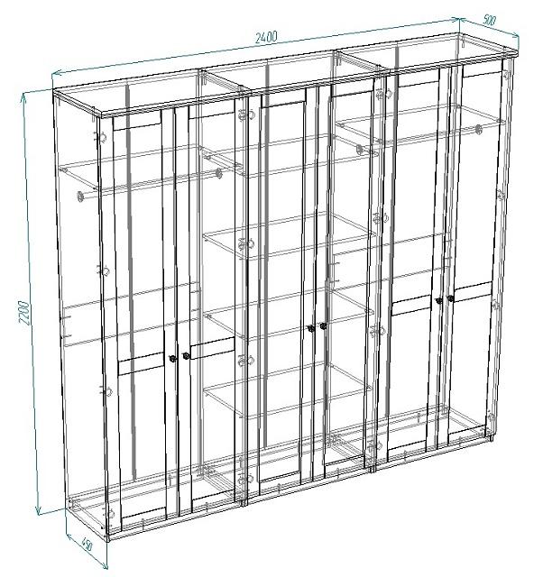 Шкаф распашной София РАХ - 4 МДФ Белый