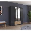 Шкаф распашной Бари - 2 Черный / Дуб Бунратти