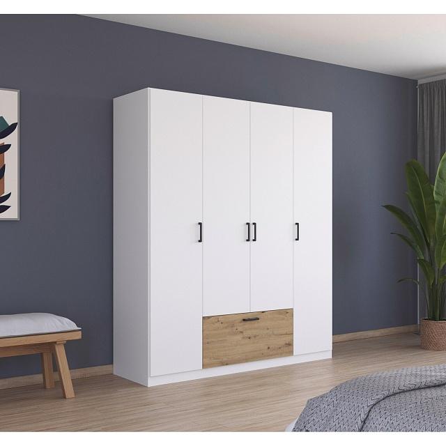 Шкаф распашной Бари - 1 Белый / Дуб Бунратти