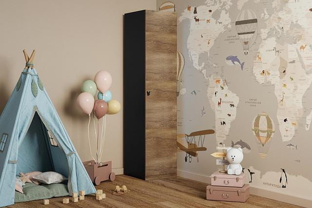 Шкаф распашной Банни - 1 МДФ Дуб Мореный