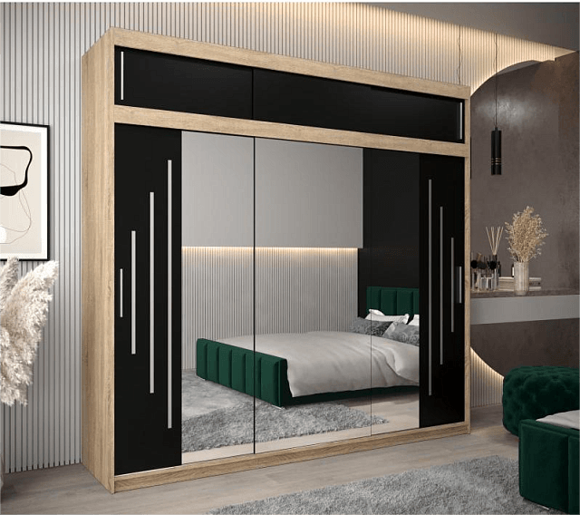 Шкаф-купе Валмиера NEW - 6А Дуб Сонома / Черный