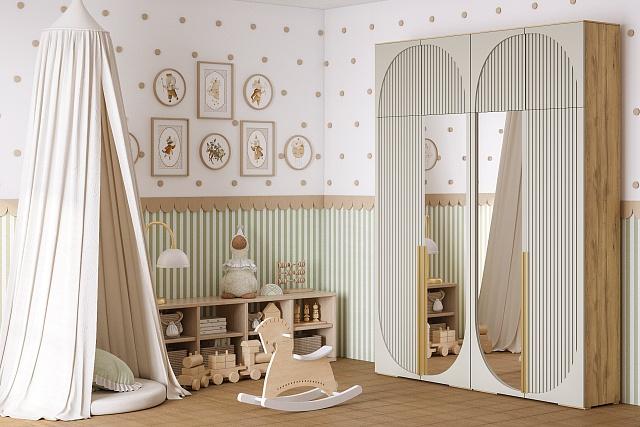 Шкаф распашной Брей - 2.1 с антресолью Дуб Золотистый / Кашемир