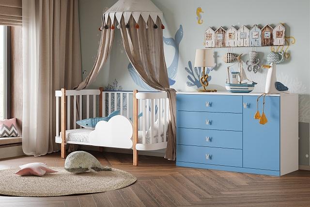 Комод Банни - 2 МДФ Пастельно-Синий