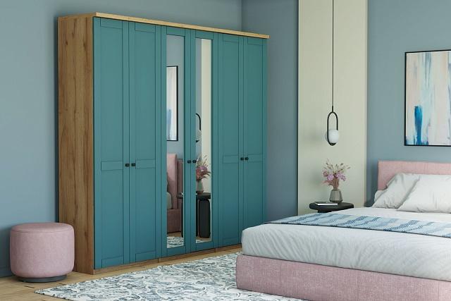 Шкаф распашной София РАХ - 4 МДФ Аквамарин