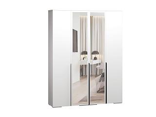 Шкаф распашной Солфорд - 4 с зеркалом Белый