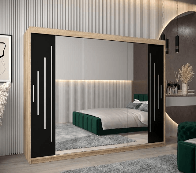 Шкаф-купе Валмиера NEW - 6 Дуб Сонома / Черный