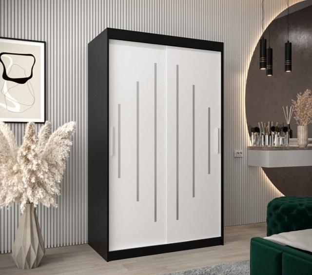 Шкаф-купе Валмиера NEW - 2 Черный / Белый