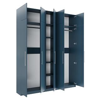Шкаф распашной Калифорния - 5 с антресолью Альби Полуночно-синий