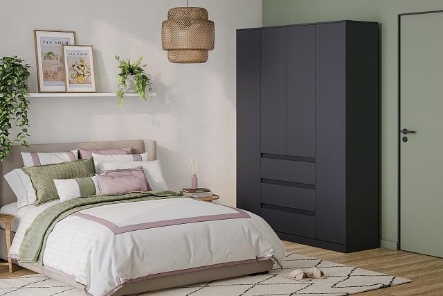 Шкаф распашной Мальм - 4 Графит