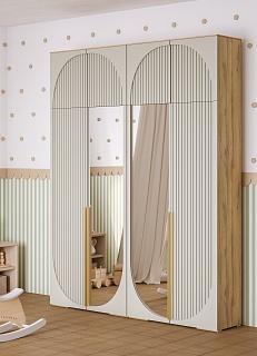 Шкаф распашной Брей - 2.1 с антресолью Дуб Золотистый / Кашемир