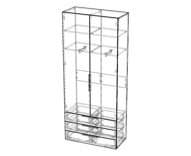 Шкаф распашной Мори - 4 Черный