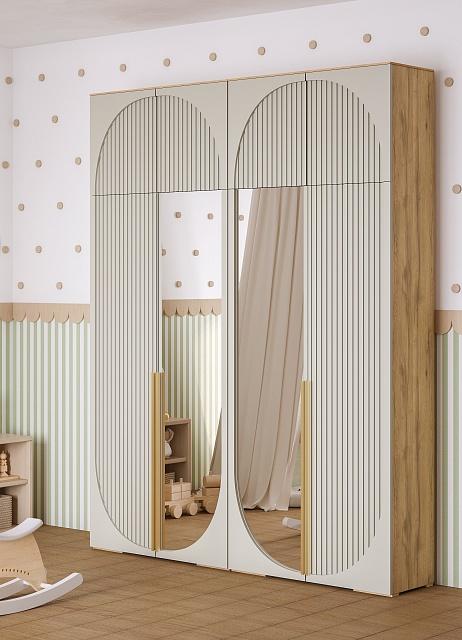 Шкаф распашной Брей - 2.1 с антресолью Дуб Золотистый / Кашемир