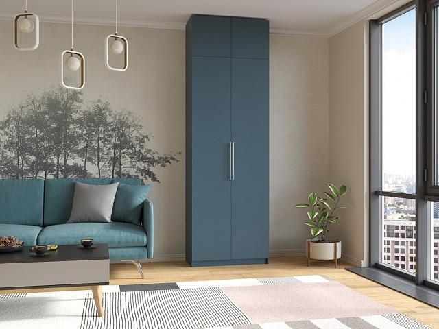 Шкаф распашной Калифорния - 2 с антресолью Альби Полуночно-синий