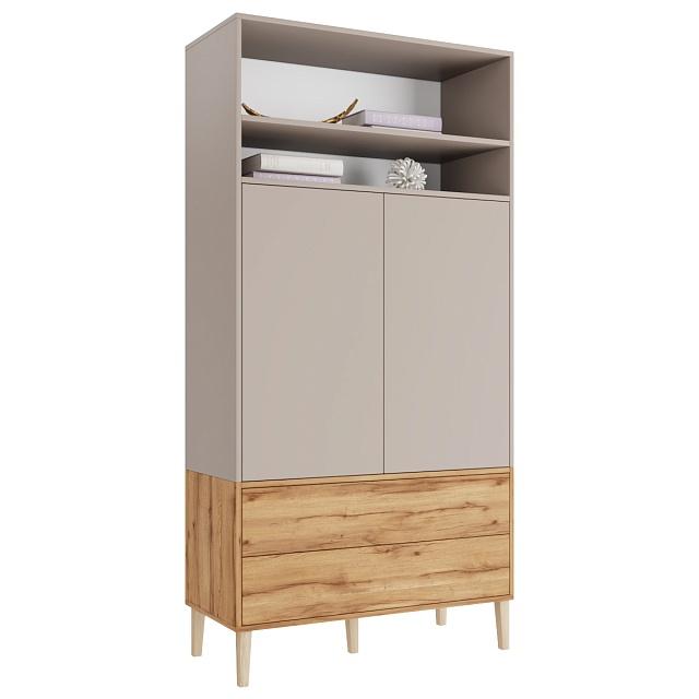 Шкаф распашной Скарлет - 13 Дуб Золотистый / Кашемир