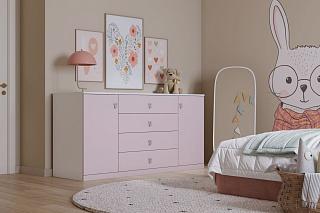Комод Банни - 3 МДФ Розовый Лайт