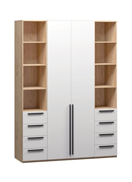 Шкаф распашной Хейсон - 25 Дуб Золотистый / Белый