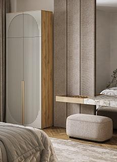 Шкаф распашной Брей - 1 с антресолью Дуб Золотистый / Кашемир