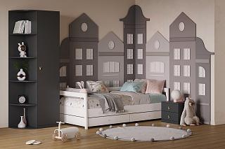 Детская стенка Банни - 2 МДФ Черный Агат