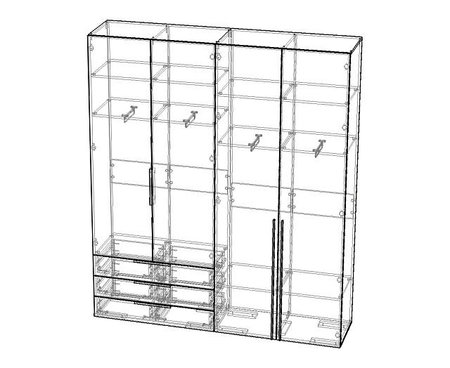 Шкаф распашной Мори - 8 Черный