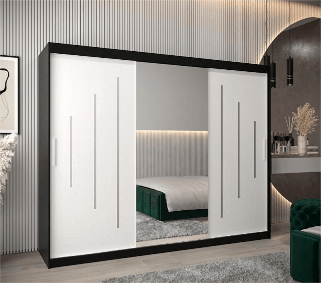 Шкаф-купе Валмиера NEW - 5 Черный / Белый