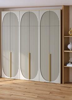 Шкаф распашной Брей - 3 с антресолью Дуб Золотистый / Кашемир