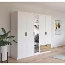 Шкаф распашной Бари - 4 Белый / Дуб Бунратти