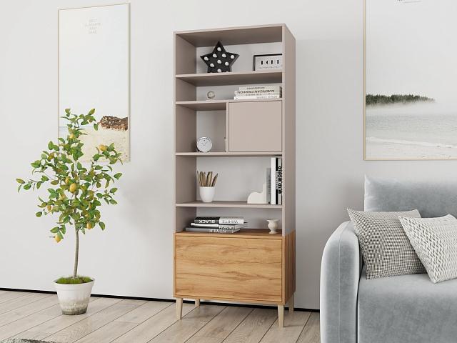 Стеллаж Скарлет - 3 Дуб Золотистый / Кашемир