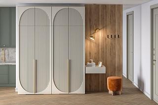 Шкаф распашной Брей - 2 с антресолью Дуб Золотистый / Кашемир