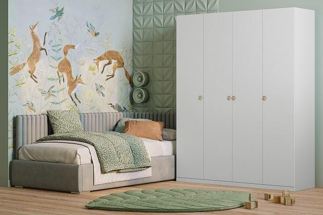 Шкаф распашной Скарабей - 4 МДФ Белый