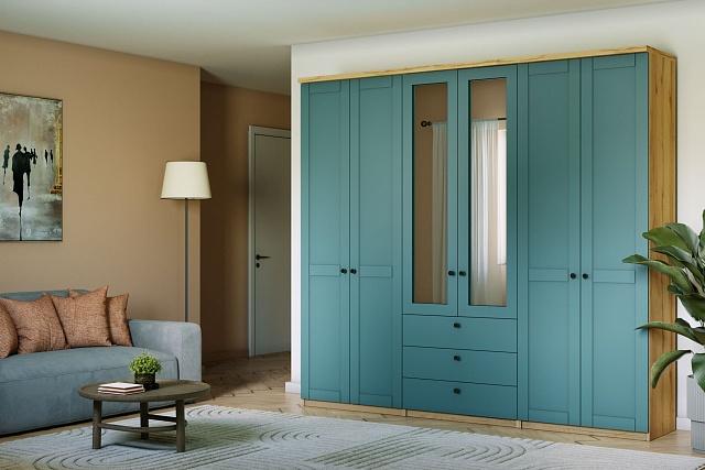 Шкаф распашной София РАХ - 14 МДФ Аквамарин