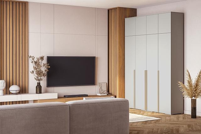 Шкаф распашной Эдинбург - 4 с антресолью Кашемир