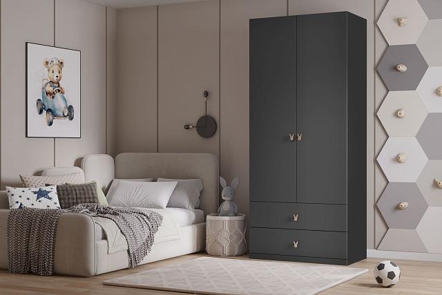 Шкаф распашной Банни - 2.2 МДФ Черный Агат