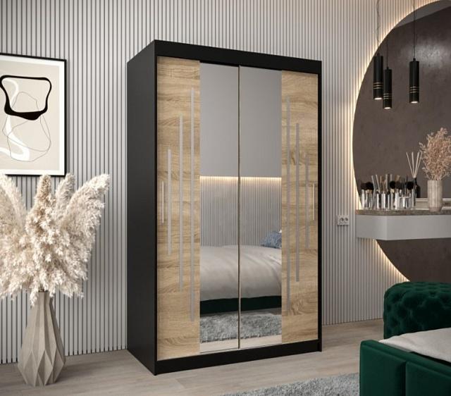 Шкаф-купе Валмиера NEW - 4 Черный / Дуб Сонома