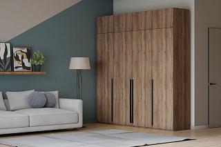 Шкаф распашной Лорена Пакс - 4 с антресолью Дуб Табачный