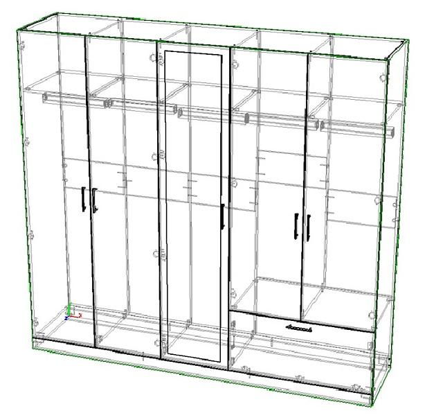Шкаф распашной Бари - 4 Белый / Дуб Бунратти