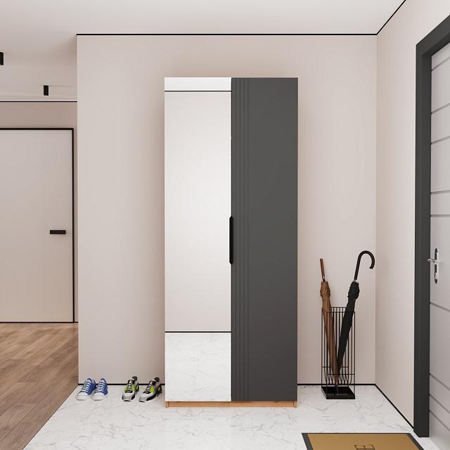 Шкаф распашной Астрис - 1 с зеркалом Графит