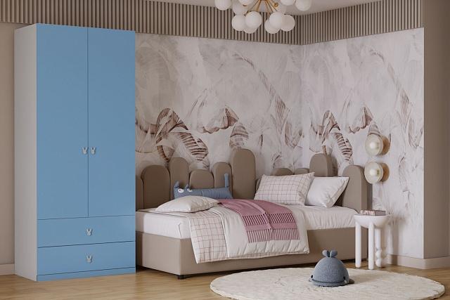 Шкаф распашной Банни - 2.2 МДФ Пастельно-Синий