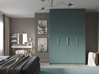 Шкаф распашной Калифорния - 4 с антресолью Сумеречный Голубой