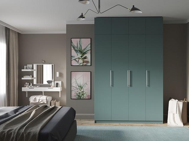 Шкаф распашной Калифорния - 4 с антресолью Сумеречный Голубой