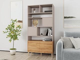 Стеллаж Скарлет - 4 Дуб Золотистый / Кашемир