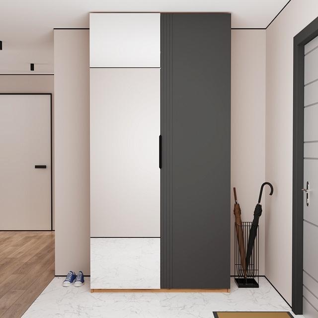 Шкаф распашной Астрис - 3 с зеркалом Графит