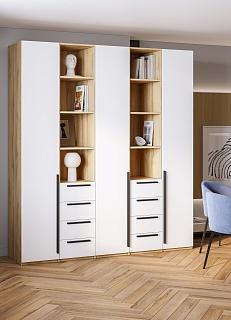 Шкаф распашной Хейсон - 15 Дуб Золотистый / Белый