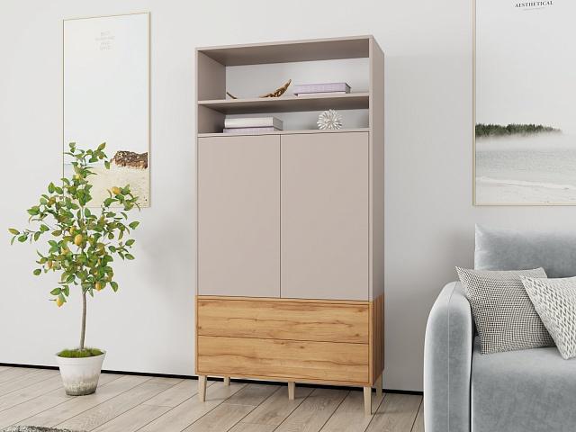 Шкаф распашной Скарлет - 13 Дуб Золотистый / Кашемир