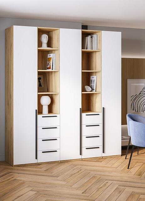 Шкаф распашной Хейсон - 15 Дуб Золотистый / Белый